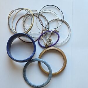 Chic Blue and Gold Bangle Bracelet Set
